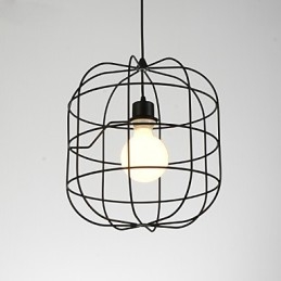 Designer Touch Decorative Mini Artistic Birdcage Pendant Lamp 1 Light Mordern Simplicity Finish Black White Metal Carbon Steel Droplight