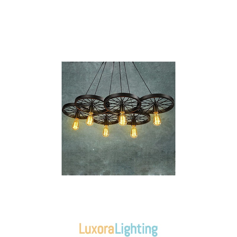 Designer Touch Decorative Loft Pendant Light Wheel Chandelier Rustic Vintage Retro Country Dining Metal+Painting
