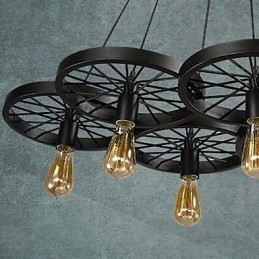 Designer Touch Decorative Loft Pendant Light Wheel Chandelier Rustic Vintage Retro Country Dining Metal+Painting