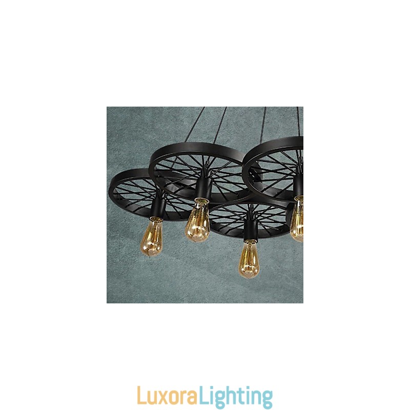 Designer Touch Decorative Loft Pendant Light Wheel Chandelier Rustic Vintage Retro Country Dining Metal+Painting