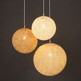 Designer Touch Decorative Contemporary And Contracted Spherical Cany Art Lamp Hemp Ball Pendant Lamp Light
