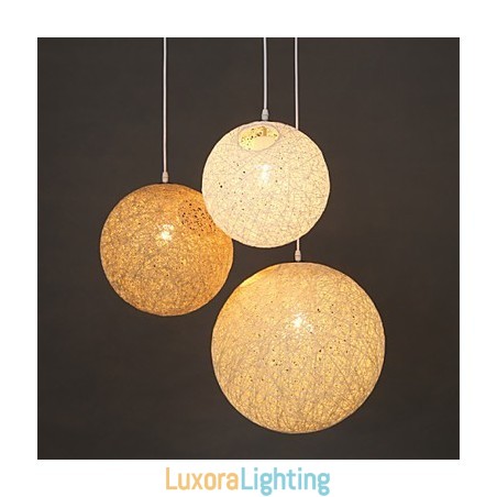 Designer Touch Decorative Contemporary And Contracted Spherical Cany Art Lamp Hemp Ball Pendant Lamp Light