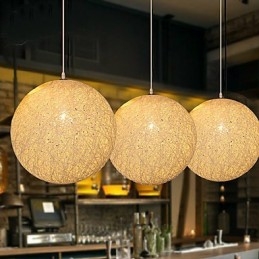 Designer Touch Decorative Contemporary And Contracted Spherical Cany Art Lamp Hemp Ball Pendant Lamp Light