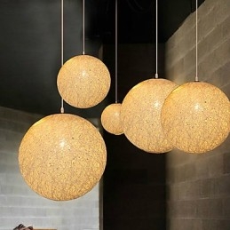 Designer Touch Decorative Contemporary And Contracted Spherical Cany Art Lamp Hemp Ball Pendant Lamp Light