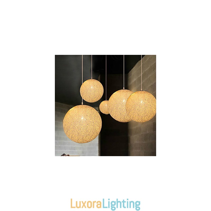 Designer Touch Decorative Contemporary And Contracted Spherical Cany Art Lamp Hemp Ball Pendant Lamp Light