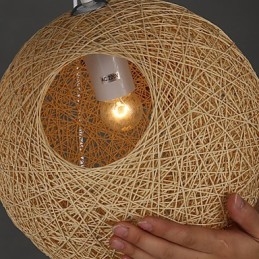 Designer Touch Decorative Contemporary And Contracted Spherical Cany Art Lamp Hemp Ball Pendant Lamp Light