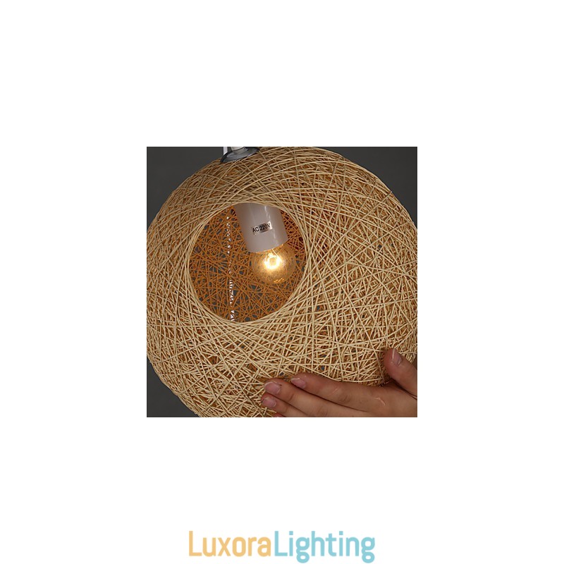 Designer Touch Decorative Contemporary And Contracted Spherical Cany Art Lamp Hemp Ball Pendant Lamp Light