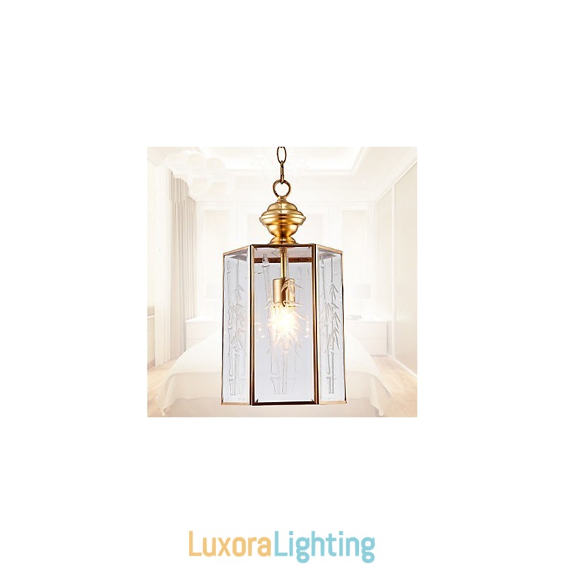 Designer Touch Decorative American Country Small Pendant all Copper Single Glass