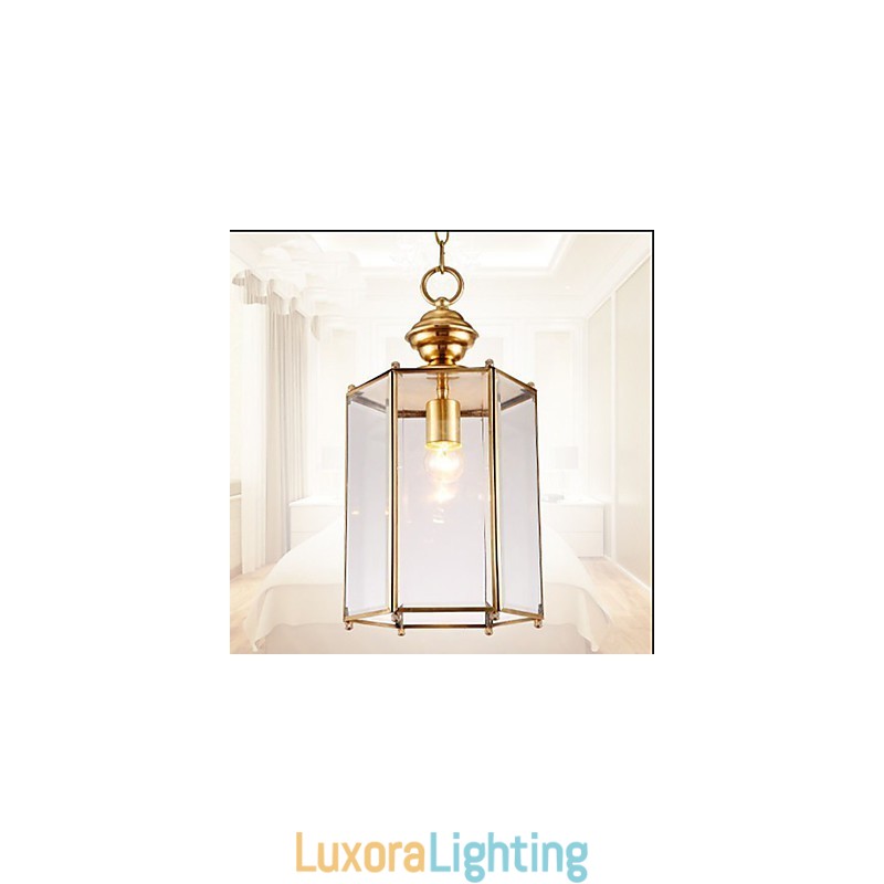 Designer Touch Decorative American Country Small Pendant all Copper Single Glass