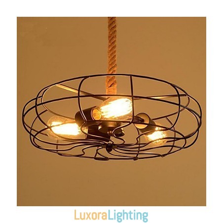 Designer Touch Decorative Vintage American Lron Rope Creative Industrial Fan Chandelier