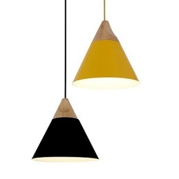 Designer Touch Decorative Mini Artistic Cone Pendant Lamp 1 Light Mordern Simplicity Finish Black White Yellow Aluminum & Wooden Droplight