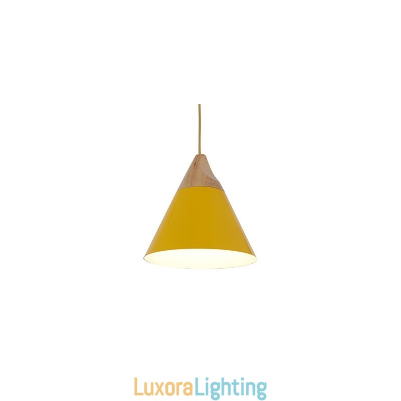 Designer Touch Decorative Mini Artistic Cone Pendant Lamp 1 Light Mordern Simplicity Finish Black White Yellow Aluminum & Wooden Droplight