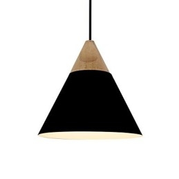 Designer Touch Decorative Mini Artistic Cone Pendant Lamp 1 Light Mordern Simplicity Finish Black White Yellow Aluminum & Wooden Droplight