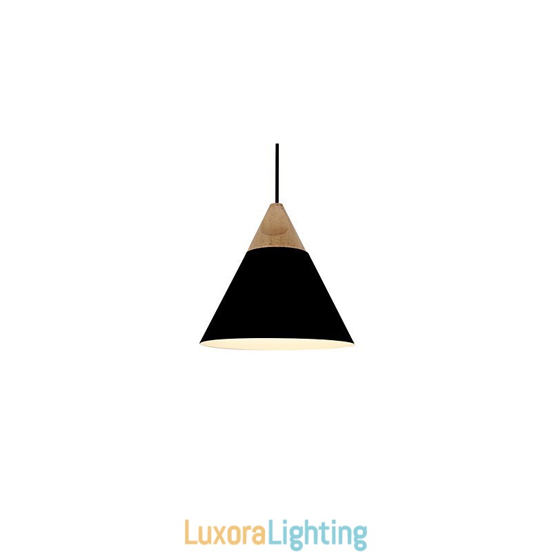 Designer Touch Decorative Mini Artistic Cone Pendant Lamp 1 Light Mordern Simplicity Finish Black White Yellow Aluminum & Wooden Droplight