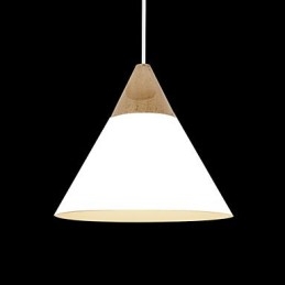 Designer Touch Decorative Mini Artistic Cone Pendant Lamp 1 Light Mordern Simplicity Finish Black White Yellow Aluminum & Wooden Droplight