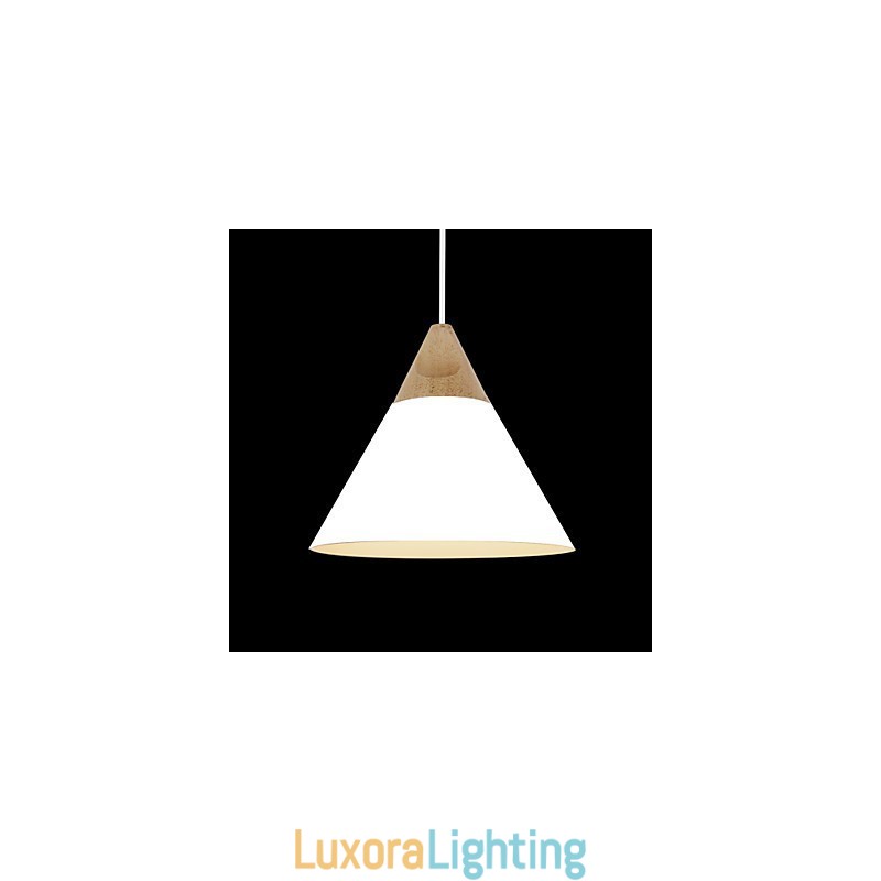 Designer Touch Decorative Mini Artistic Cone Pendant Lamp 1 Light Mordern Simplicity Finish Black White Yellow Aluminum & Wooden Droplight