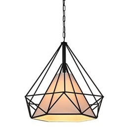 Designer Touch Decorative Diamond Mini Pendant Lamp 1 Light Modern Simplicity Black & White Finished Carbon Steel Cloth Droplight
