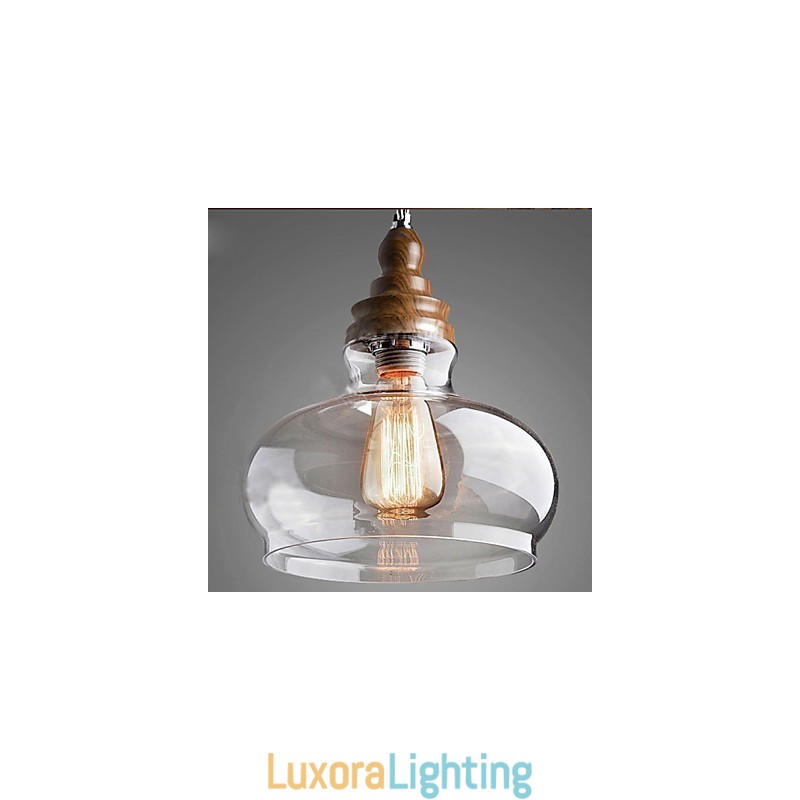 Designer Touch Decorative Vintage Style Wooden Crystal Pendant Light (Dia 24cm)