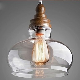 Designer Touch Decorative Vintage Style Wooden Crystal Pendant Light (Dia 24cm)