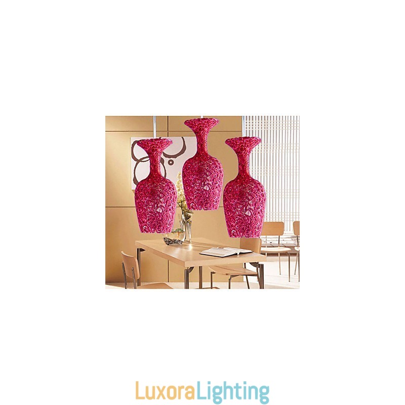 Designer Touch Decorative Woven Aluminum Chandelier With Three Head Lamp Apple