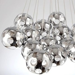 Designer Touch Decorative Modern Contemporary Globe Chrome Metal Pendant Light