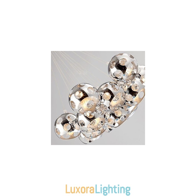 Designer Touch Decorative Modern Contemporary Globe Chrome Metal Pendant Light