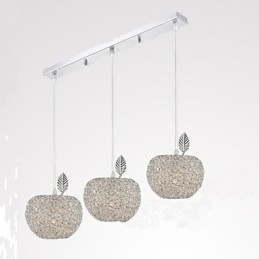Designer Touch Decorative Woven Aluminum Chandelier With Three Head Lamp Apple
