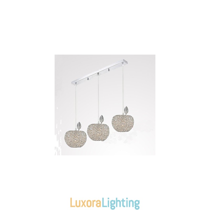 Designer Touch Decorative Woven Aluminum Chandelier With Three Head Lamp Apple