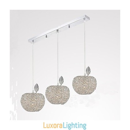 Designer Touch Decorative Woven Aluminum Chandelier With Three Head Lamp Apple