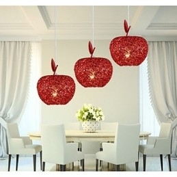 Designer Touch Decorative Woven Aluminum Chandelier With Three Head Lamp Apple