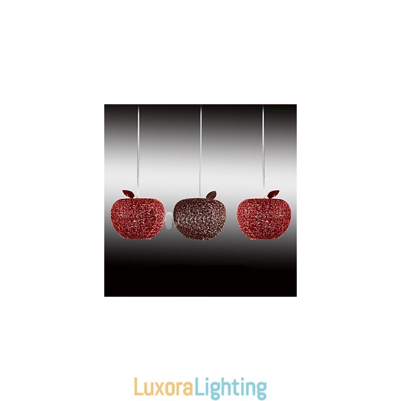 Designer Touch Decorative Woven Aluminum Chandelier With Three Head Lamp Apple