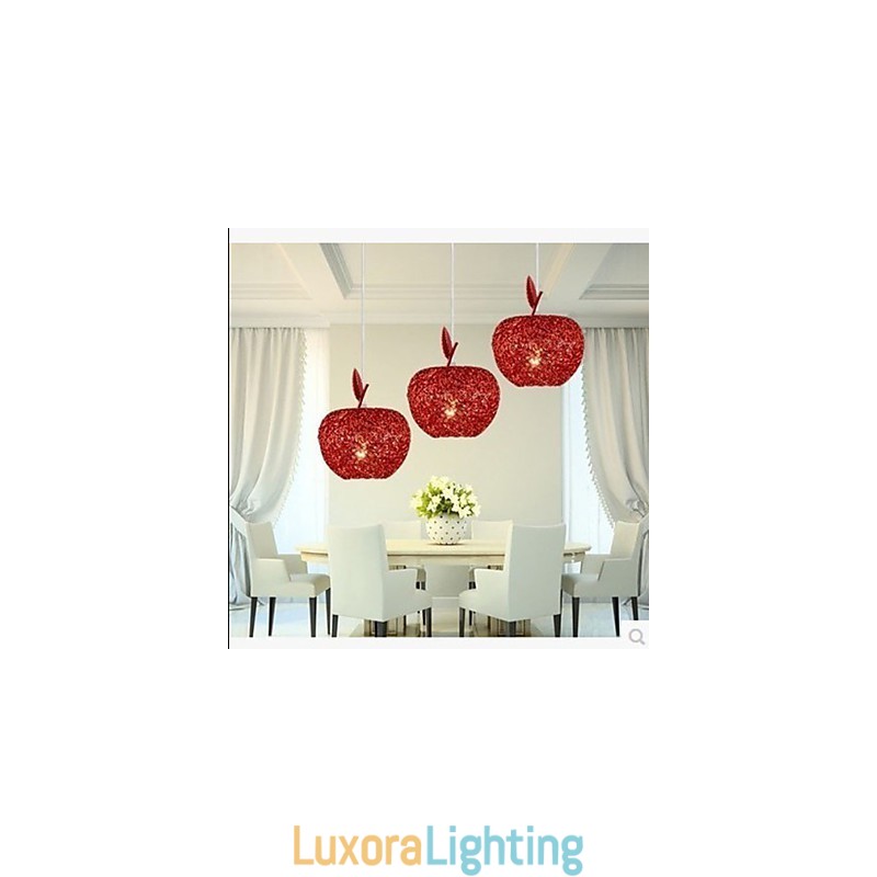 Designer Touch Decorative Woven Aluminum Chandelier With Three Head Lamp Apple