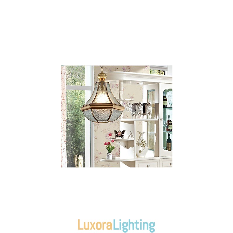 Designer Touch Decorative American Country Small Pendant all Copper Single Glass