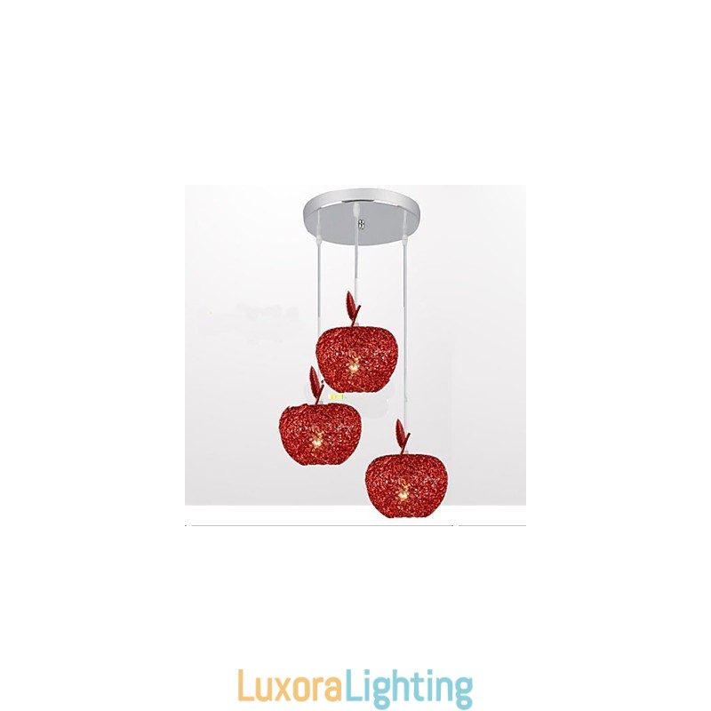 Designer Touch Decorative Woven Aluminum Chandelier With Three Head Lamp Apple A