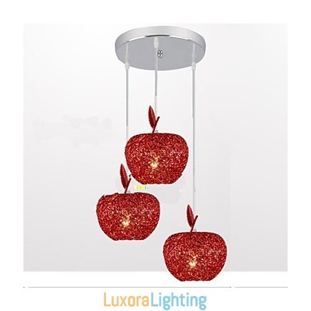 Designer Touch Decorative Woven Aluminum Chandelier With Three Head Lamp Apple A