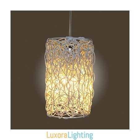 Designer Touch Decorative Modern Rural Cany Art Woven Rattan Single Head Droplight Lamp