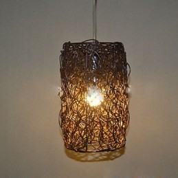 Designer Touch Decorative Modern Rural Cany Art Woven Rattan Single Head Droplight Lamp