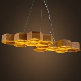 Designer Touch Decorative Art Individuality Chandelier Simple Honeycomb Wood Lamps