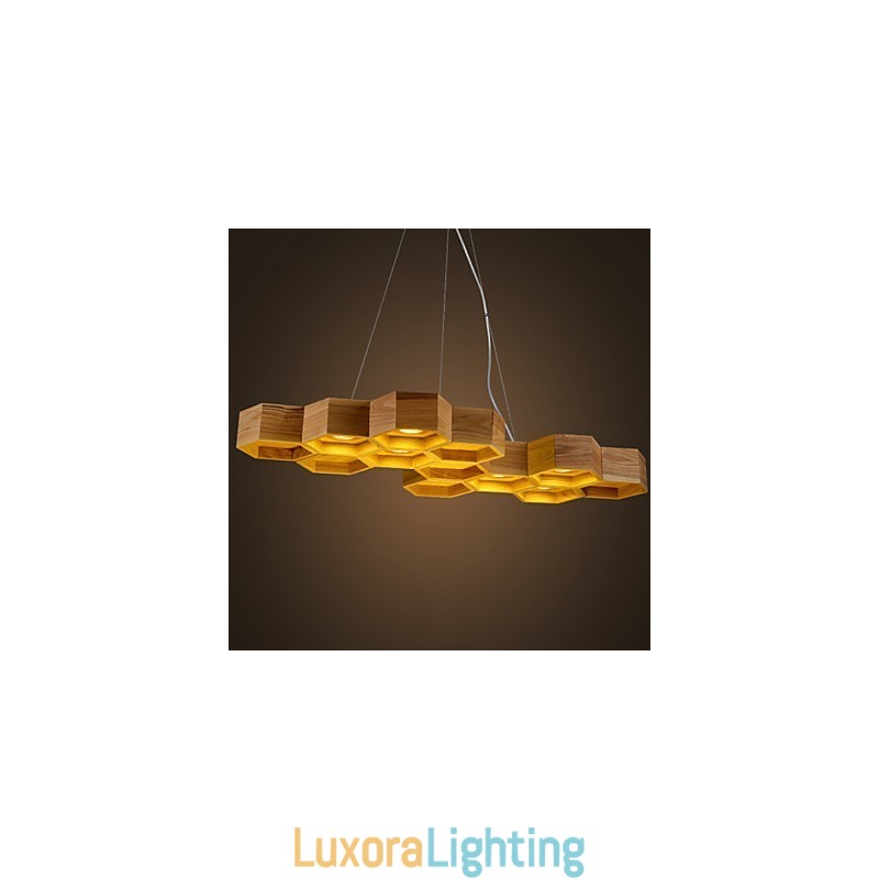 Designer Touch Decorative Art Individuality Chandelier Simple Honeycomb Wood Lamps