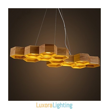 Designer Touch Decorative Art Individuality Chandelier Simple Honeycomb Wood Lamps