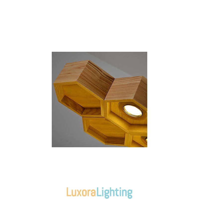 Designer Touch Decorative Art Individuality Chandelier Simple Honeycomb Wood Lamps