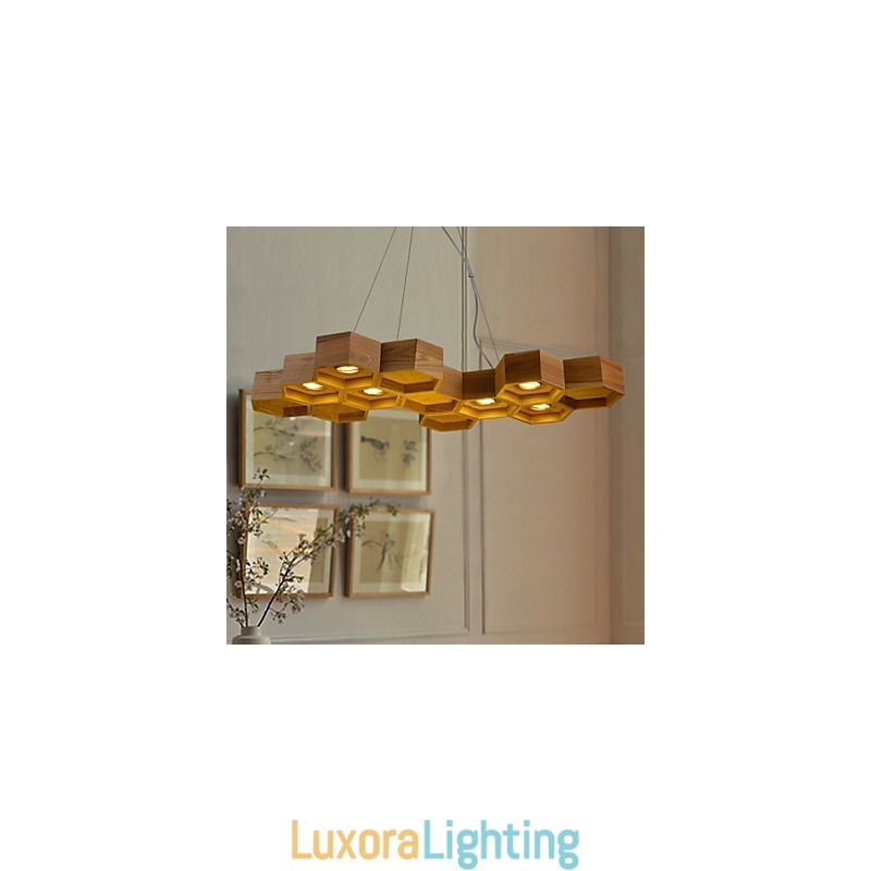 Designer Touch Decorative Art Individuality Chandelier Simple Honeycomb Wood Lamps