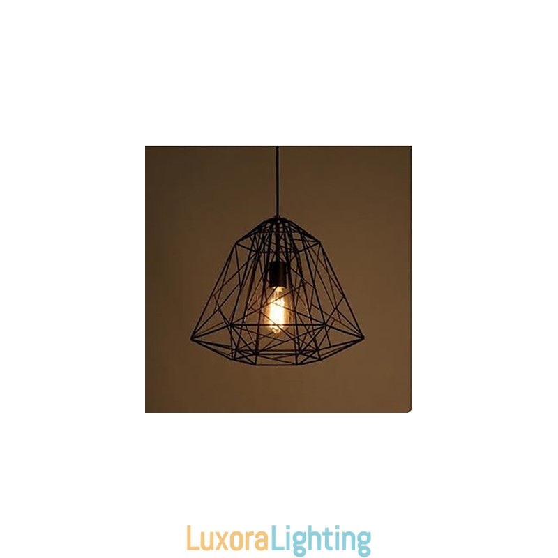 Designer Touch Decorative Retro Little Sitting Wrought Iron Diamond Pendant Lamp